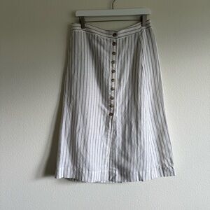 NWT Madewell White/Navy Stripe Button Front Skirt